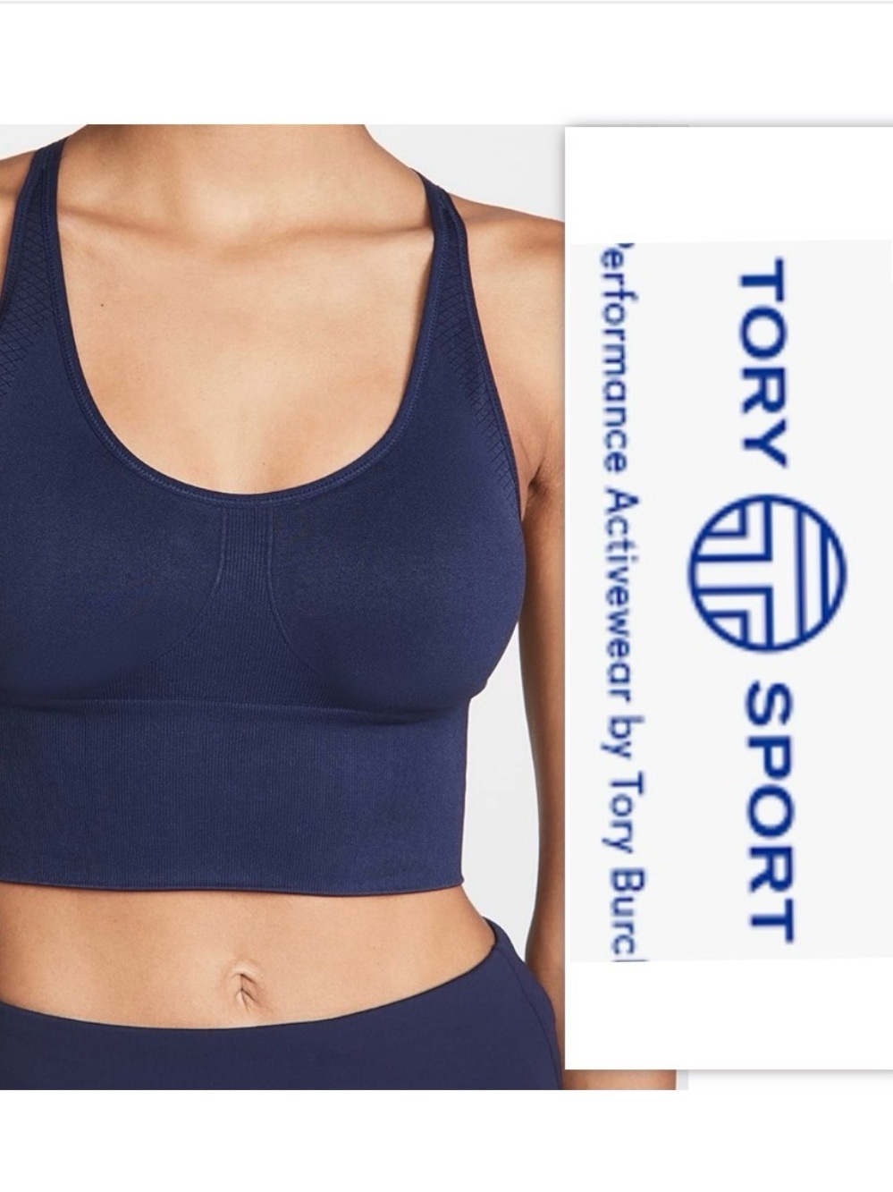Tory Sport Navy Seamless Adjustable Long Bra